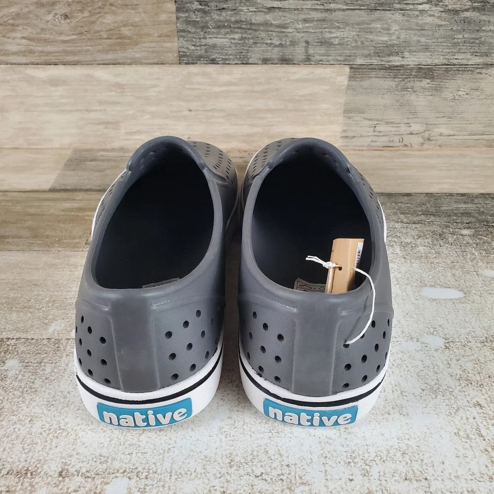 Native Miles Shoes Mens 8 / Womens 10 Dublin Gray Shell White Slip‎ On Sneakers